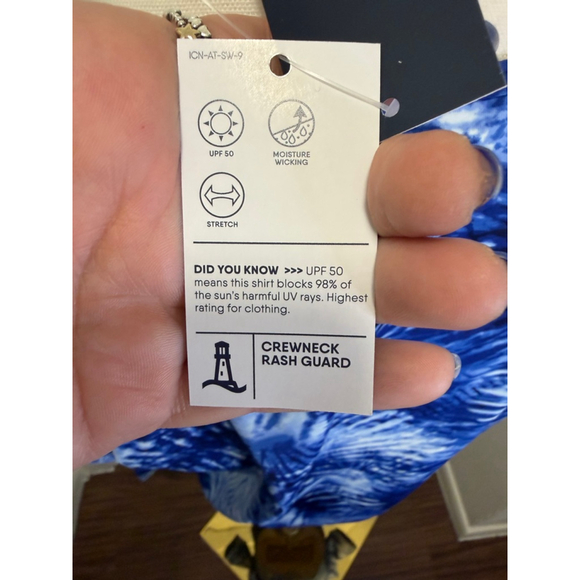 Lands’ End Deep Sea Navy Tie Dye Rash Guard Swim Shirt XL NWT - Picture 5 of 5